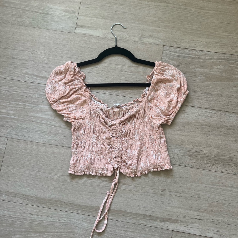 Pink floral crop top